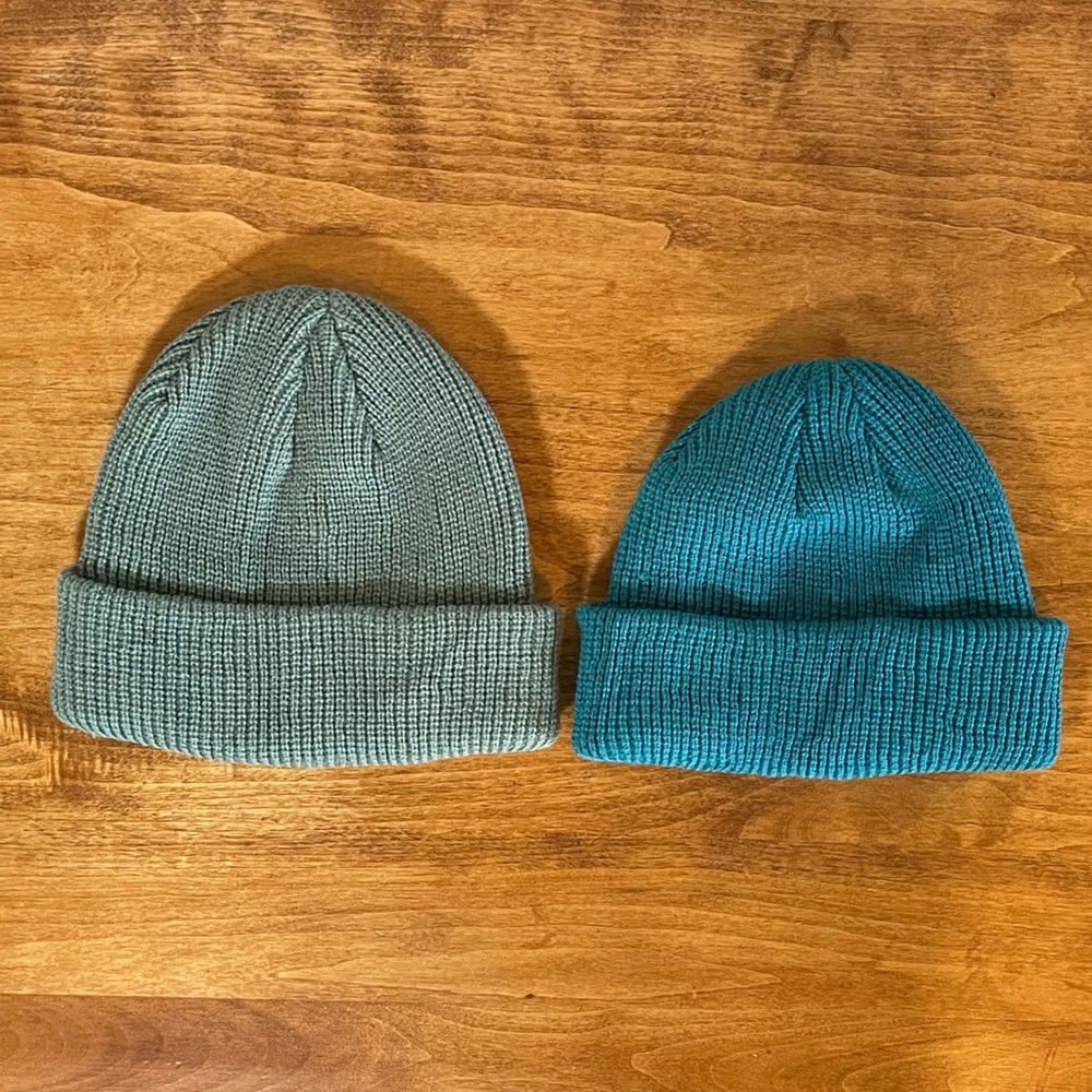 NWOT Set of Two Beanies Blue and Green One Size